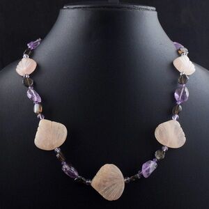 Genuine 277.00 Cts Multistone Carved Beads Necklace